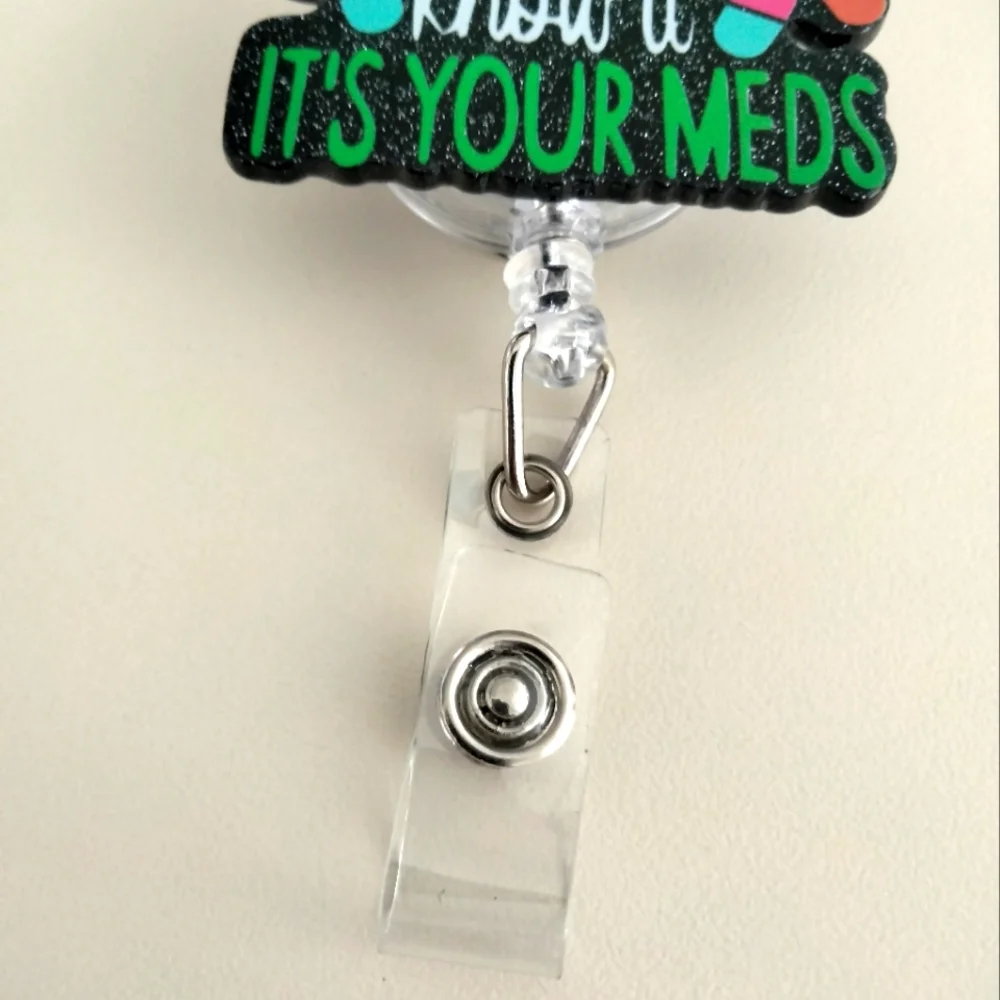 Med Tech Pharmacy Funny Badge Reel with Slip Clip